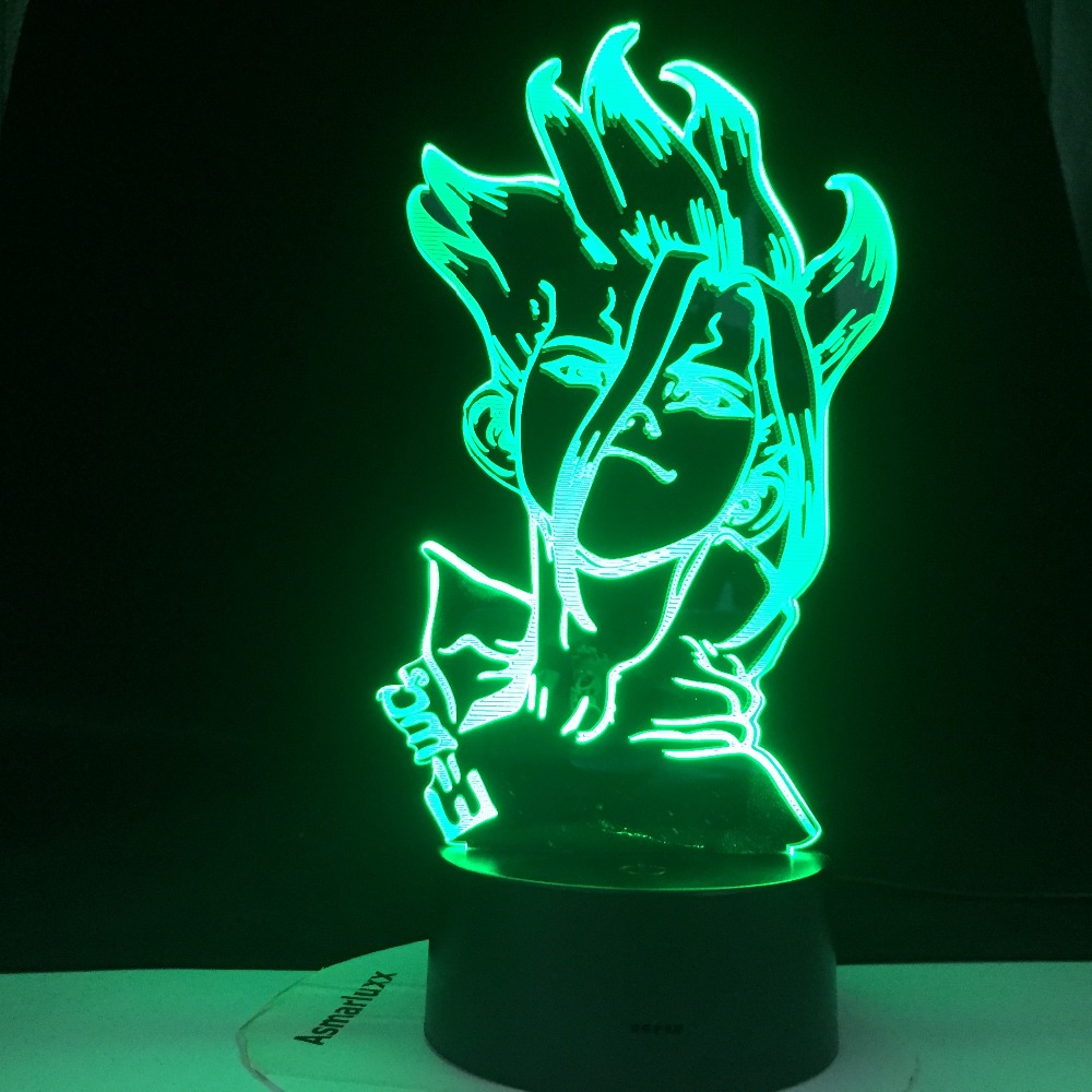 Dr Stone Figure Anime Table 3d Lamp for Kids Child Bedroom Decor Nightlight Manga Gift for Him Acrylic Led Night Light Lamp