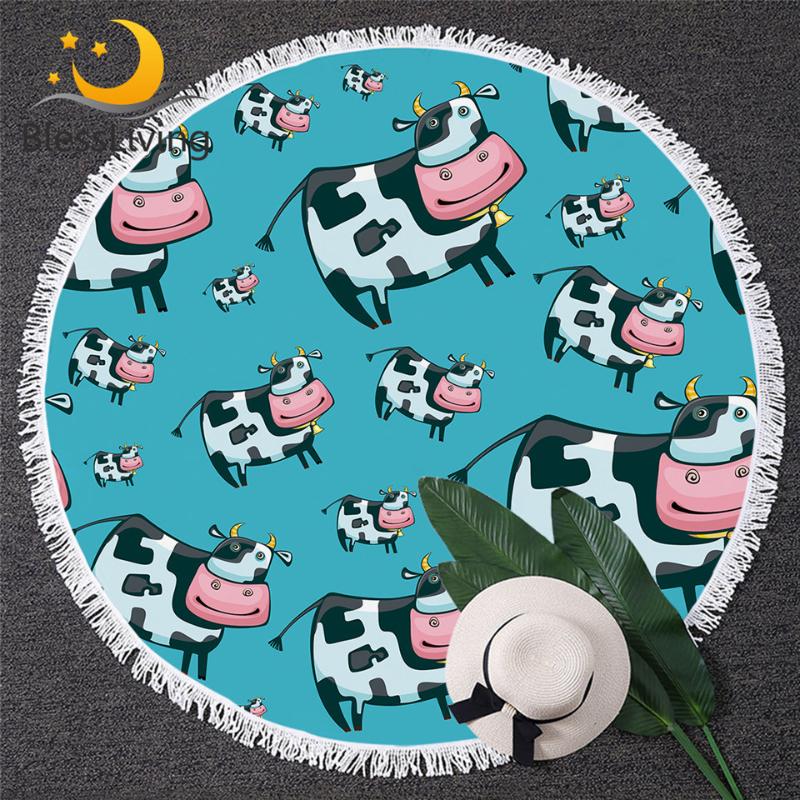 BlessLiving Milk Cow Beach Towel Cartoon Animal Round Bath Towel Watercolor Summer Blanket Pink Blue Beach Mat Cute Home Decor
BlessLiving Milk Cow Beach Towel Cartoon Animal Round Bath Towel Watercolor Summer Blanket Pink Blue Beach Mat Cute Home Decor