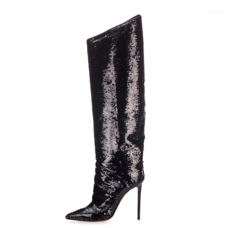 Laser Reflection Shiny Sequins Pointed Toe Women Knee Boots High Heel Ladies Catwalk Inclined Mouth Boots Luxury Designers 20201, As pic
Laser Reflection Shiny Sequins Pointed Toe Women Knee Boots High Heel Ladies Catwalk Inclined Mouth Boots Luxury Designers 20201, As pic