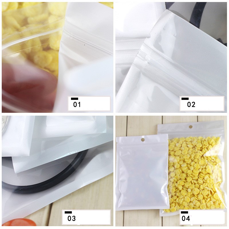 Clear white pearl Plastic Poly OPP packing zipper Zip Retail Packages Jewelry food PVC plastic bag packing bags many size available DH9623