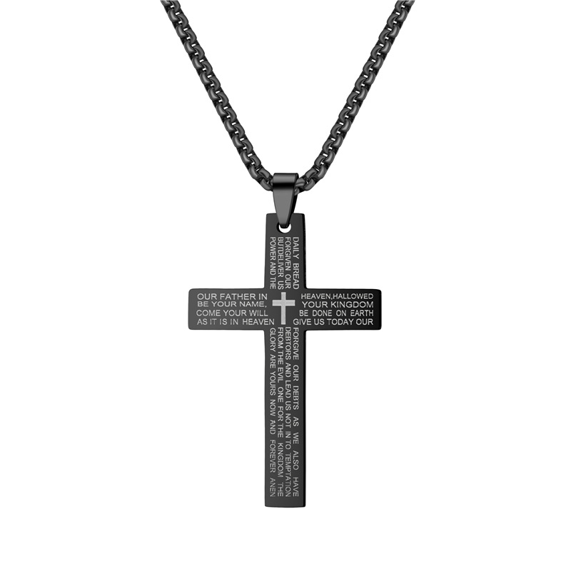 Stainless steel scriptures Cross pendant Necklace Gold chains C women mens fashion jewelry will and sandy gift