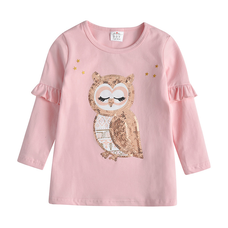VIKITA Children Cotton Clothing Sets Toddlers Baby Girls Long Sleeve Owl Sequins T shirt and Trouser Pants Girls Autumn ClothesX1019