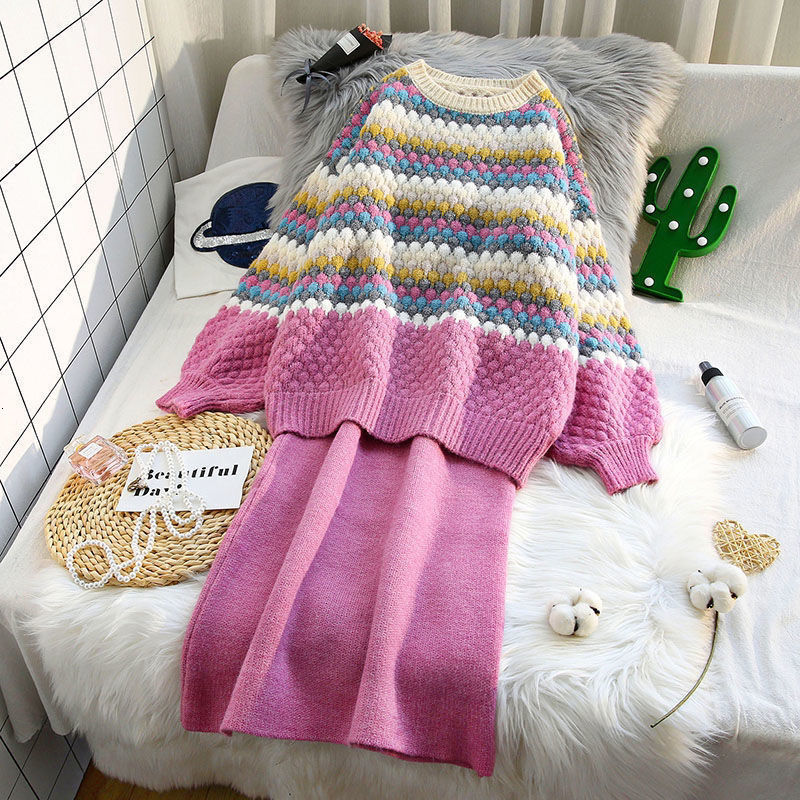 2021 2 Sets Women Sweaters New Arrival Autumn Winter Tops+skirt Soft Pullovers Warm Female Outwear Stripe Fashion Sweater Suits Xmr3, Pink
2021 2 Sets Women Sweaters New Arrival Autumn Winter Tops+skirt Soft Pullovers Warm Female Outwear Stripe Fashion Sweater Suits Xmr3, Pink