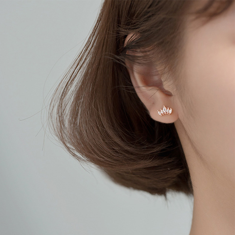 Real 925 Sterling Silver Crown Screw Beads Stud Earrings For Women Children Baby Girls Minimalist Jewelry