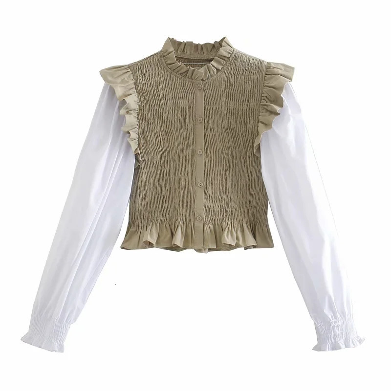 New Blouse Women Camel Patchwork Crop Top Woman 2021 High Neck Elastic Ruffle Puff Long Sleeve Tops Ladies Korean Blouses L76d
New Blouse Women Camel Patchwork Crop Top Woman 2021 High Neck Elastic Ruffle Puff Long Sleeve Tops Ladies Korean Blouses L76d