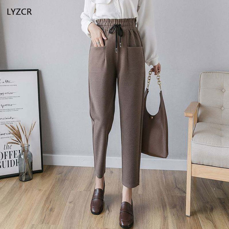 LYZCR Winter Harem Wool Pants Women Warm Plus Size 5XL Women' Pants High Waist Black Woolen Pant Ankle-length Trousers 201113, Dark gray
LYZCR Winter Harem Wool Pants Women Warm Plus Size 5XL Women' Pants High Waist Black Woolen Pant Ankle-length Trousers 201113, Dark gray