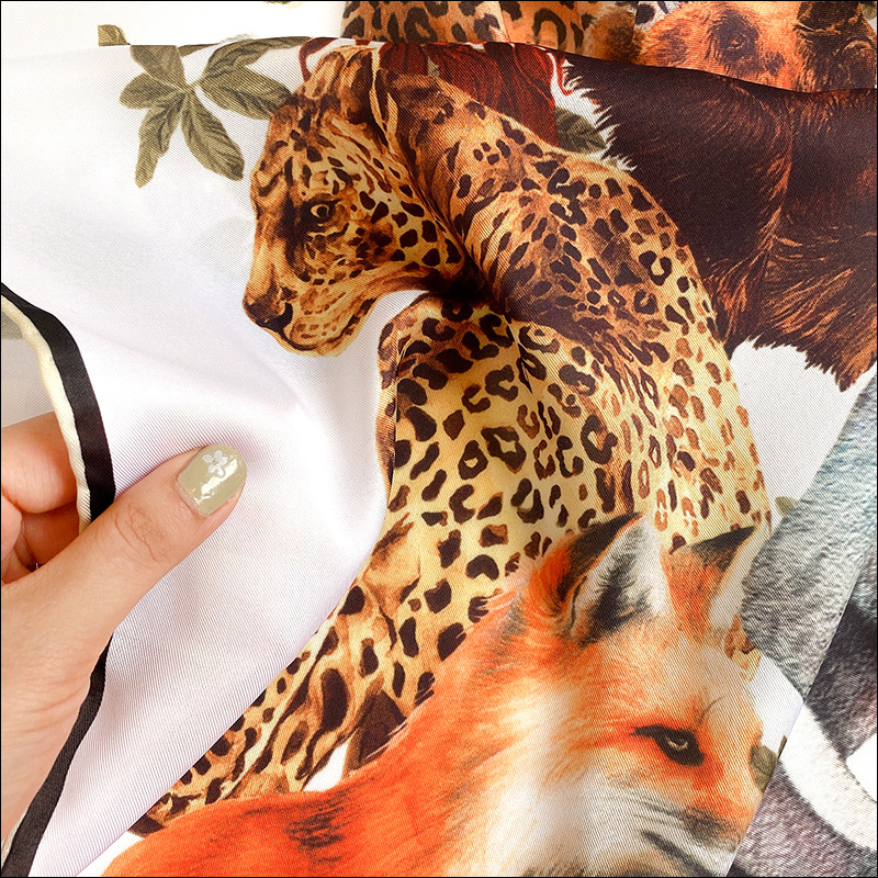 Foulard Satin Scarf Female Silk Head Scarves For Ladies Hand Rolled Scarf 90 Print Foulard Luxe