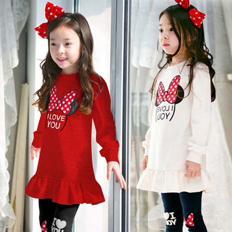 Girls Clothes Cartoon Print Long-sleeved T-shirt Leggings Two-piece Fashion Sportswear 3-8 Y Children Quality Clothing Hot Sale LJ200915