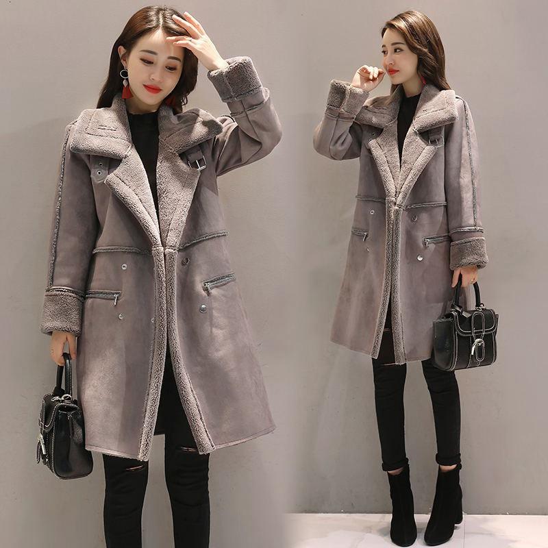 Winter Down Women Designer Jacket Women Mid-Length Lambs Wool Coat Deerskin Velvet Clothing Korean-Style Loose Thick Cotton-Padded Womens Jacket