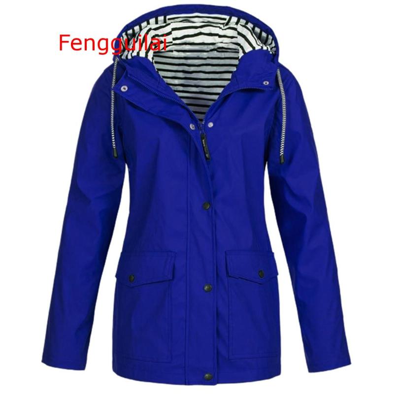 Womens Waterproof Hooded Raincoat Windproof Zipper Coat For Autumn & Winter Outdoor Activities S-5Xl Sizes Available