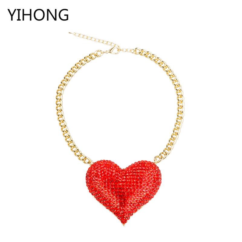Chains Exaggerated Big Heart Pendant Alloy Necklace Color Crystal Collar Choker Statement Jewelry For Fashion Women Factory Wholesale
Chains Exaggerated Big Heart Pendant Alloy Necklace Color Crystal Collar Choker Statement Jewelry For Fashion Women Factory Wholesale