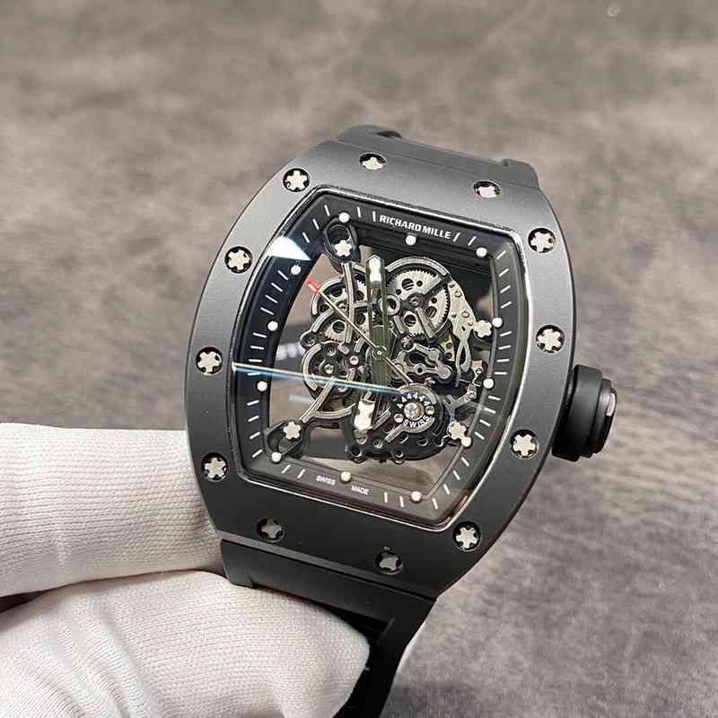 Richa Mill RM055 with fully automatic imported movement, rubber strap size 50X43mm, Slivery;brown
Richa Mill RM055 with fully automatic imported movement, rubber strap size 50X43mm, Slivery;brown