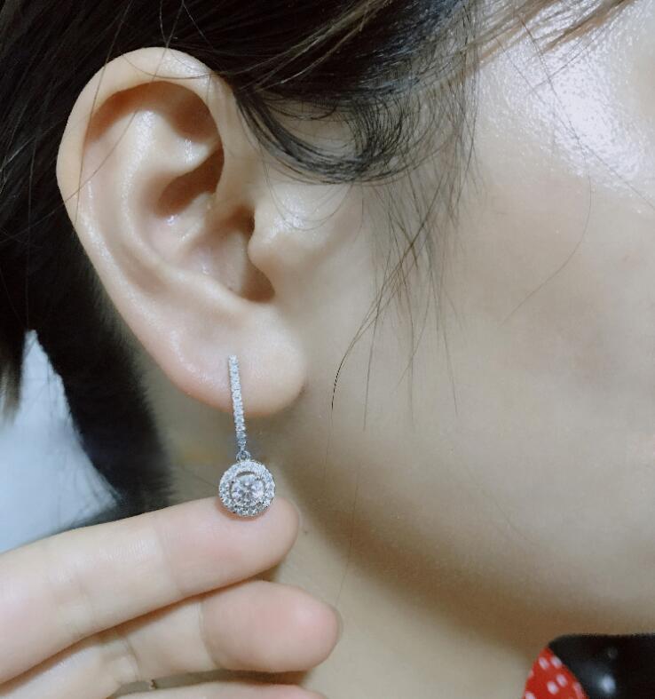 Unique Sterg Sier Round Cut Topaz CZ Drop Earrings for Women