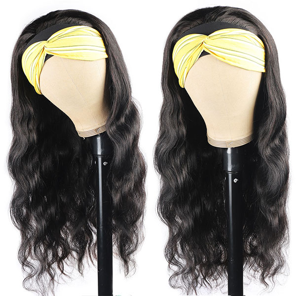 Ishow 8-30inch Virgin Human Hair Wigs With Headbands Body Yaki Straight Water None Lace Headband Wig Loose Deep Curly for Women Girls All Ages Natural