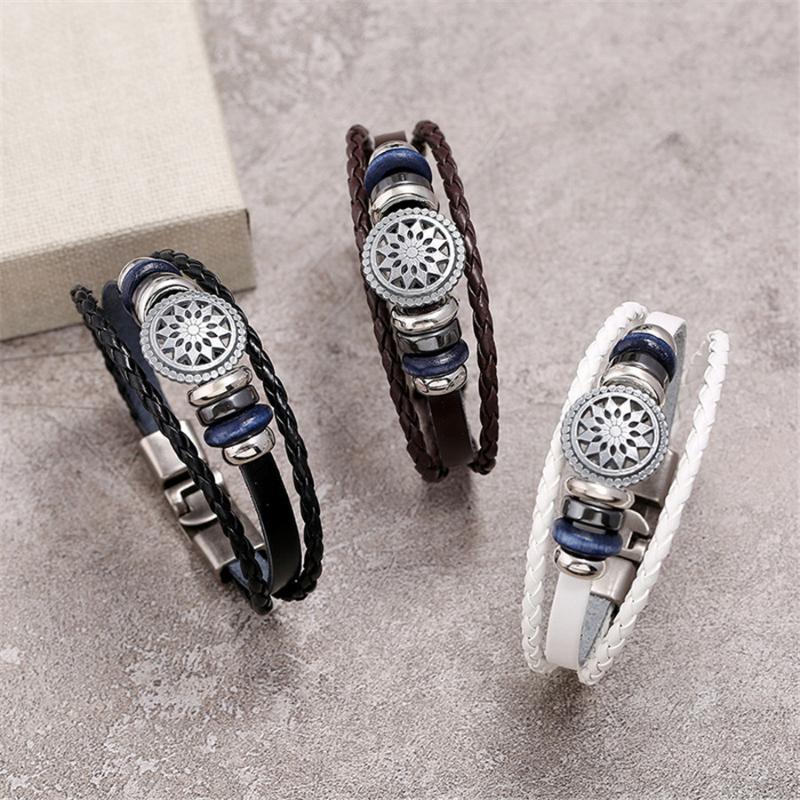 Charm Bracelets Accessories Men's Woven Leather Bracelet Simple Student Lovers Jewelry B328