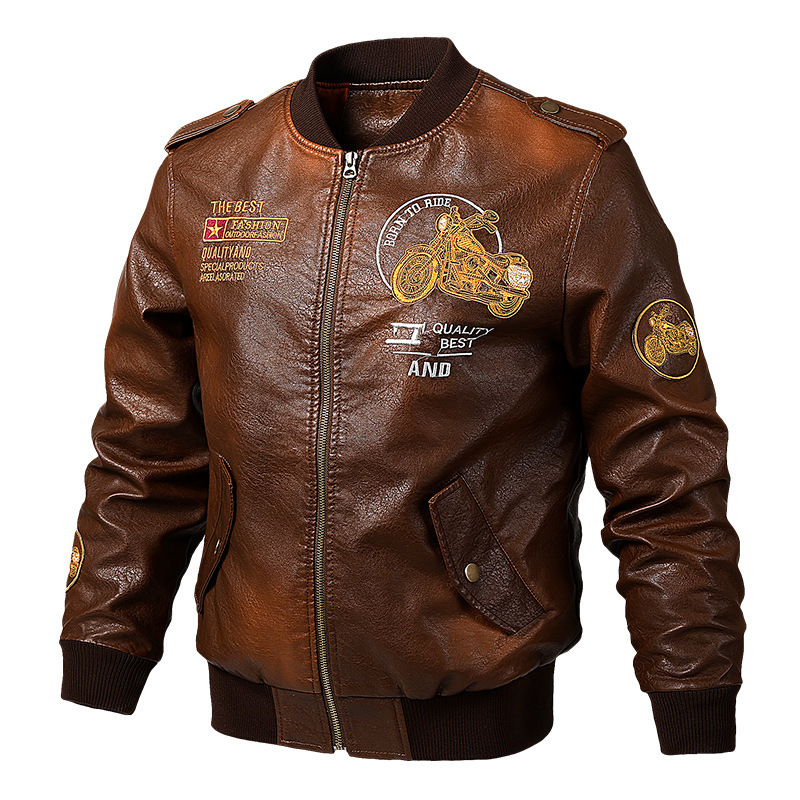 2021 The New Men the Plutonium Embroidered Leather of Men' Casual Baseball Jackets Motorcycle Pilot' Jacket Fltp, Black
2021 The New Men the Plutonium Embroidered Leather of Men' Casual Baseball Jackets Motorcycle Pilot' Jacket Fltp, Black
