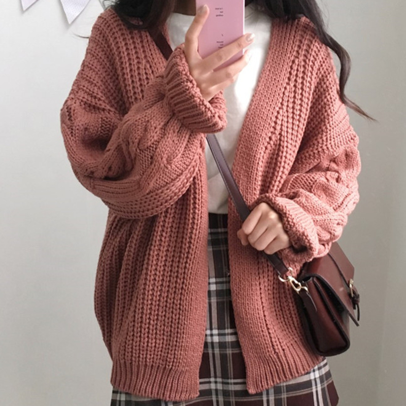 Flectit Women Cable-Knit Cardigans Korean Fashion Open Front Cardigan Sweater Womens Winter Outfit * 201128