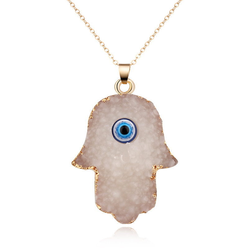 White Black Resin Evil Eye Necklace Fatima Hand Charm Necklaces Jewelry