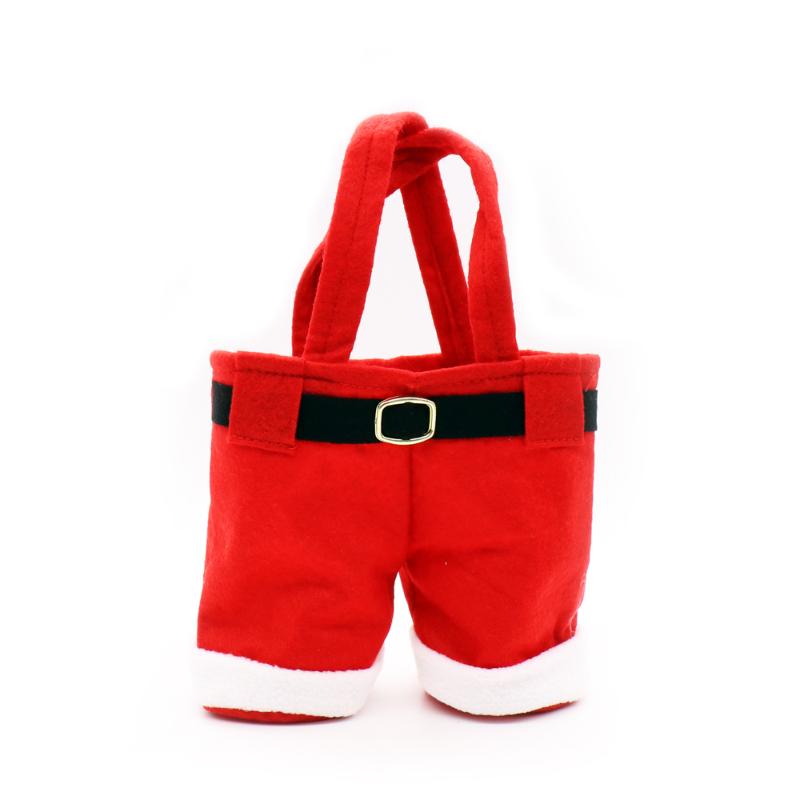 1pcs Christmas Wine Bottle Bag Candy Gift Bag Santa Claus Pants Trousers Handbag For Xmas New Year Festival Decoration