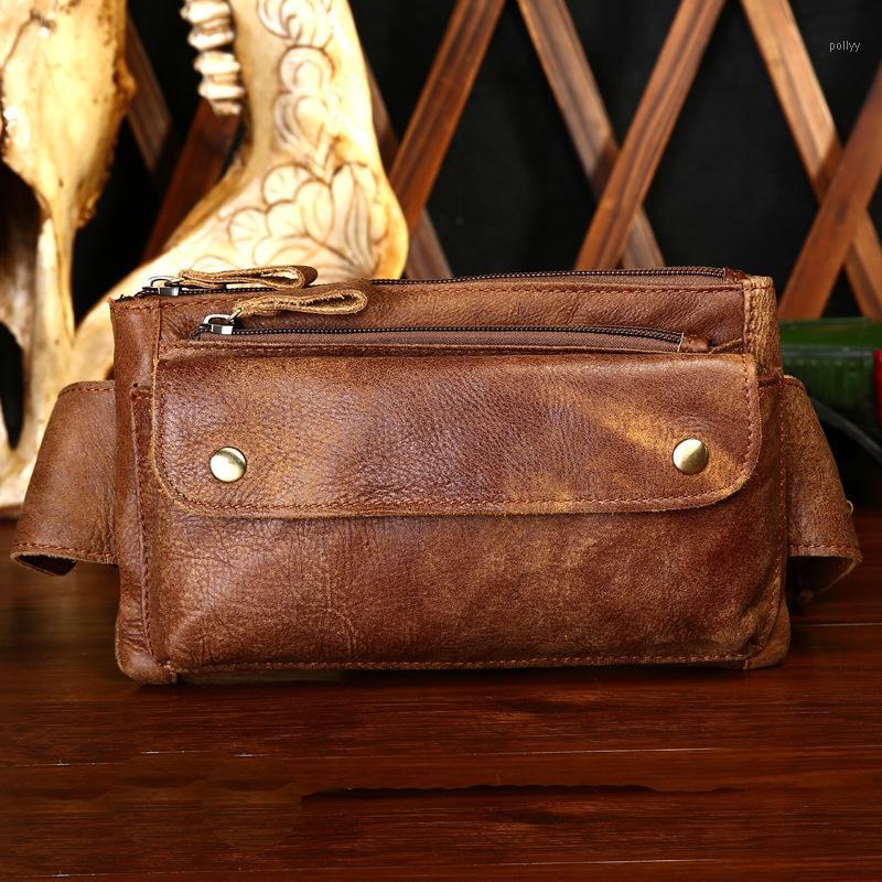 Casual fashion men's waist bag outdoor multifunctional cross-body chest bag1, Brown