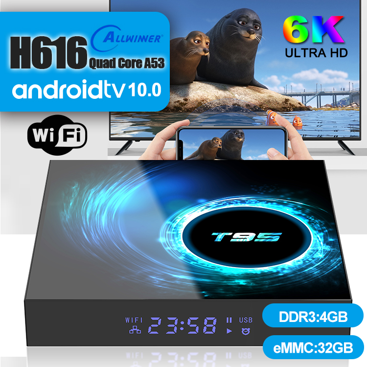 1 Piece! T95 Android 10.0 TV Box Allwinner H616 4GB+32GB Support 2.4G Wifi 6K Caja de tv android PK X96 Air
1 Piece! T95 Android 10.0 TV Box Allwinner H616 4GB+32GB Support 2.4G Wifi 6K Caja de tv android PK X96 Air
