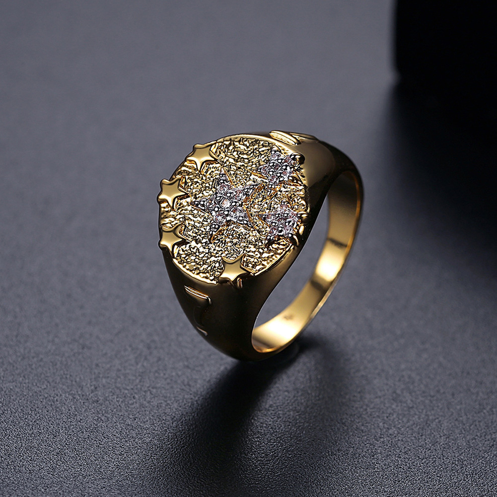 Men's Hip Hop Vintage Retro Rings 18k Real Gold Plated Cubic Zircon Diamond Finger Ring Jewelry Gift