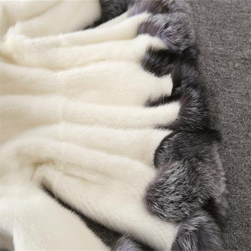 Wedding Accessories Fur Coat Gorgeous Women's White Black Mink Winter Thick Hooded Fur Jacket In Stock