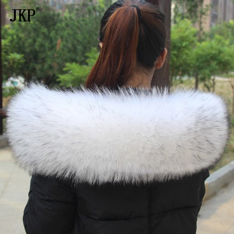 80cm Women 100% Natural Raccoon Fur Collar Real Fur Scarf Winter Warm Shawl Fur Collar Scarves Oversized Neck Cap Y201007