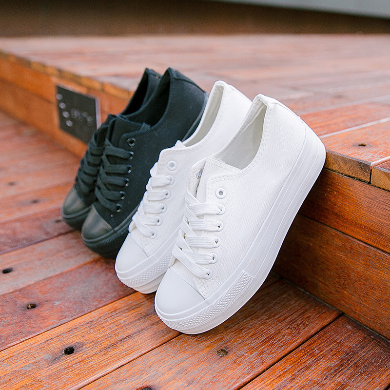 White Woman Casual Shoes Spring Autumn Female Canvas Shoes Thick Bottom Lace Up Ladies Flats Fashion High Quality Footwear Y200801