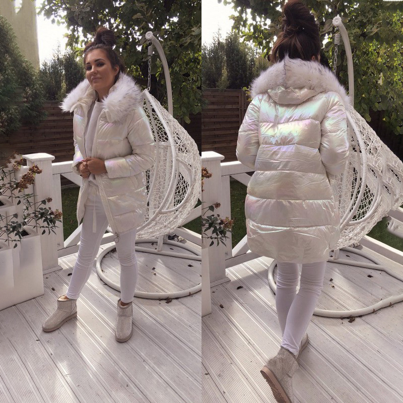 Women Gradient Coats Jackets Winter Casual Broadcloth Hooded Thick Cotton Padded Parka Womens Zipper Coat Fashion Clothing 201110