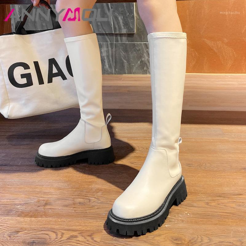 ANNYMOLI Real Leather Platform Mid Heel Fashion Stretch Long Boots Women Riding Boots Shoes Thick Heels Slip On Knee High1, Black synthetic lin
ANNYMOLI Real Leather Platform Mid Heel Fashion Stretch Long Boots Women Riding Boots Shoes Thick Heels Slip On Knee High1, Black synthetic lin