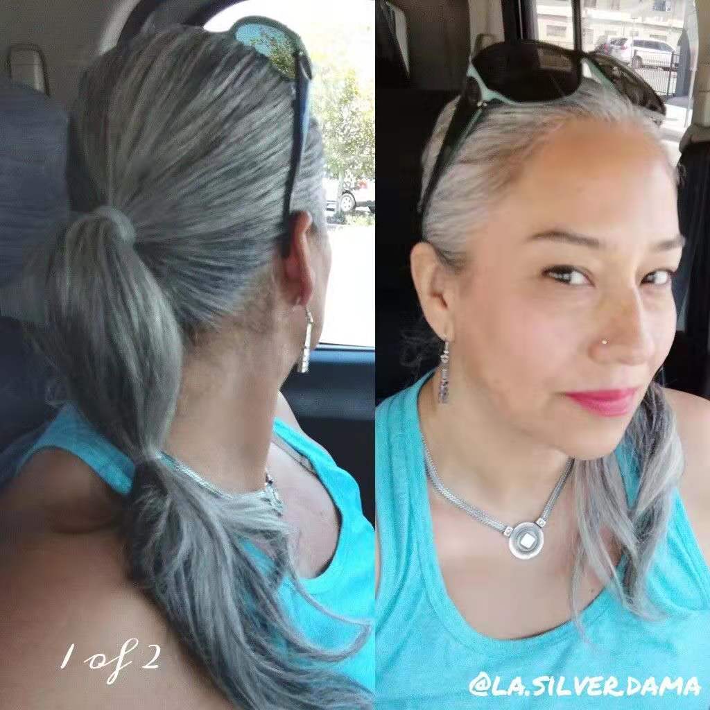12A Light grey brazilian virgin hair ponytail wavy grey human hair ponytails hairpiece 1pc comb in hair extensions 100g or 120g