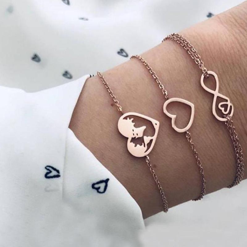 Fashion Bohemian Bracelet Set For Women 3Pcs Map Heart Gold Color Chains Bangle Boho Jewelry Women Charm Jewelry Accessories
Fashion Bohemian Bracelet Set For Women 3Pcs Map Heart Gold Color Chains Bangle Boho Jewelry Women Charm Jewelry Accessories