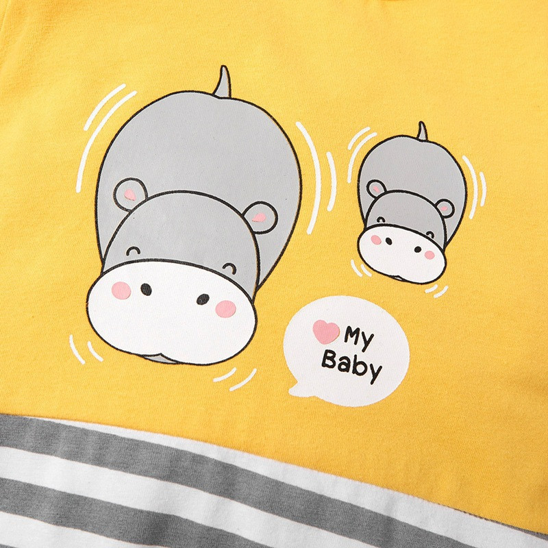 bunvel Newborn Baby Boy Girl Jumpsuit Jumpers Striped Patchwork Animal Print Toddler Kids Baby Girl Rompers + Hat Outfits Y1221