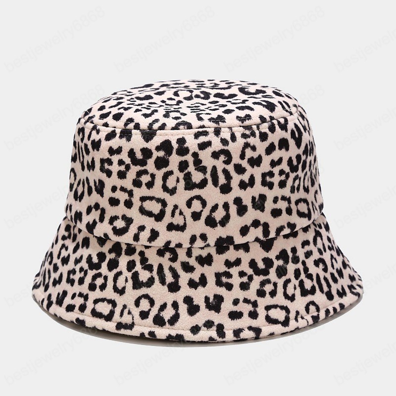 Autumn Winter Cow Leopard Woolen Women Bucket Hat Outdoor Fashion Thick Warm Fisherman Hat Lady Girls Travel Basin Cap Panama