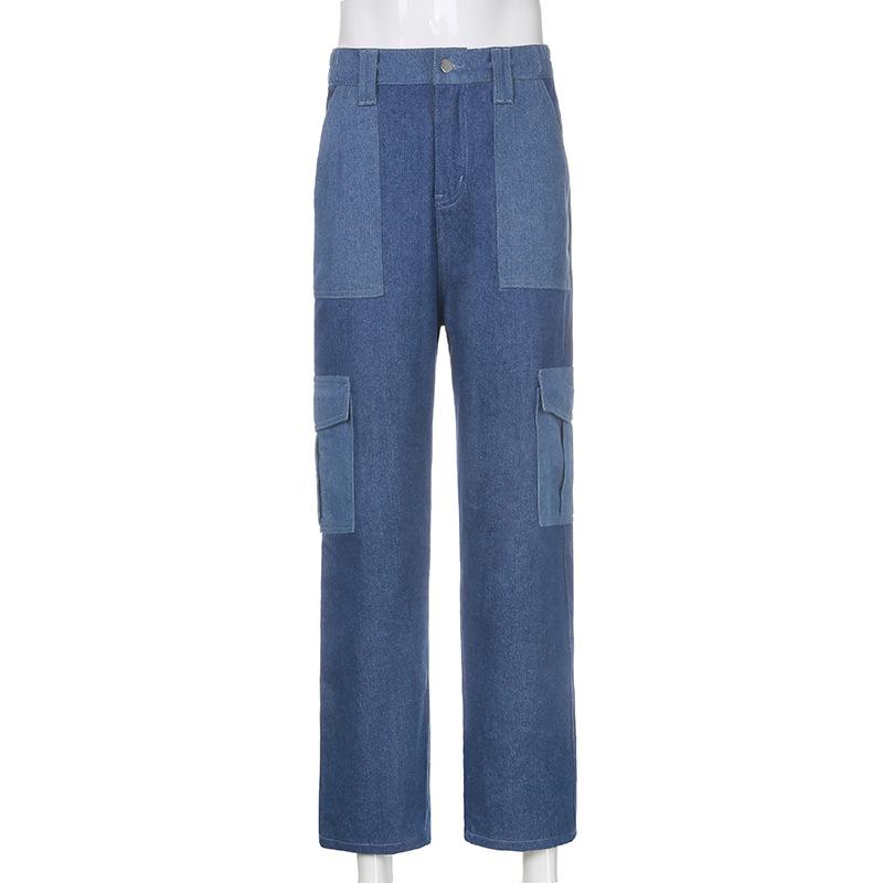 Hip Hop Baggy Jeans Vintage Elastic High Waist Patchwork Womens Distressed Jeans Pantalon Femme 2020 Aesthetic Big Pocket