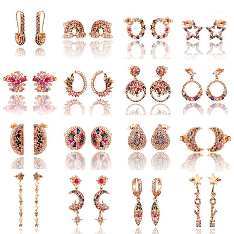 2020 New Rainbow zircon Stud Earrings jewelry for Women gold rose cz Earrings star love smile circle flower best gift1
2020 New Rainbow zircon Stud Earrings jewelry for Women gold rose cz Earrings star love smile circle flower best gift1