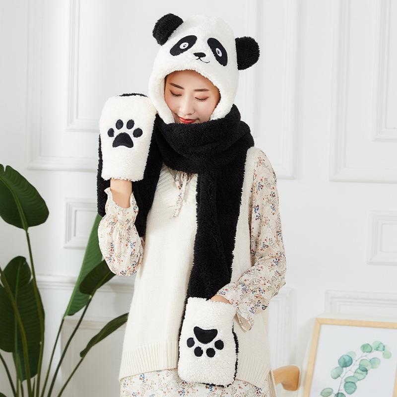 Cute panda hat scarf gloves set cool winter hat cartoon animal embroidery panda plush, One eye black
Cute panda hat scarf gloves set cool winter hat cartoon animal embroidery panda plush, One eye black