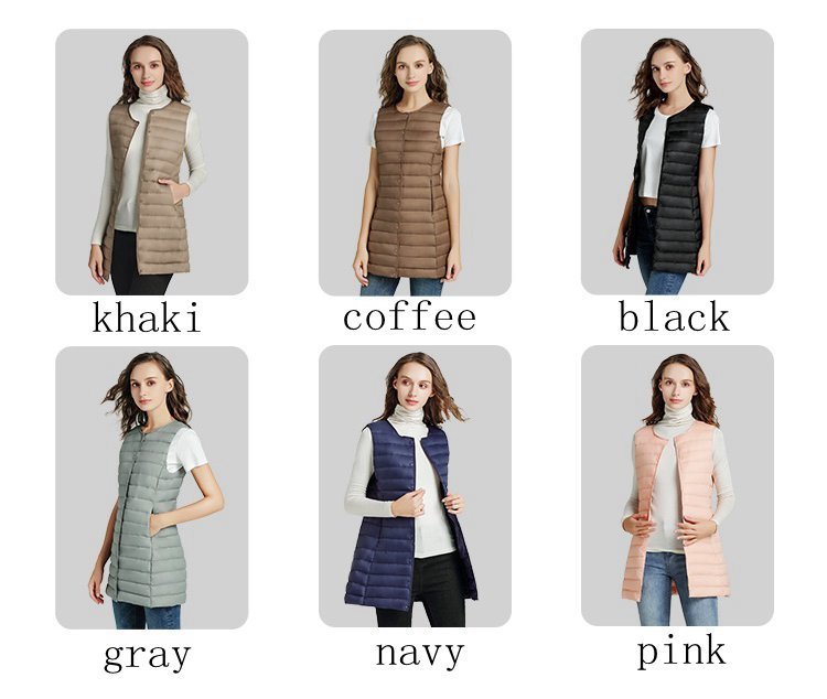 NewBang Matt Fabric Women's Long Vest Ultra Light Down Vest Women Waistcoat Female Down Coat Slim Sleeveless Without Collar Y201006
