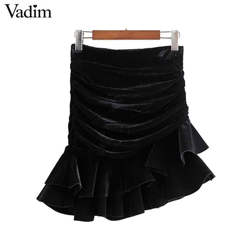 Vadim women sexy chic velvet skirt back zipper ruffles irregular design female casual stylish mini skirts mujer BA856 Y200326, As picture
Vadim women sexy chic velvet skirt back zipper ruffles irregular design female casual stylish mini skirts mujer BA856 Y200326, As picture