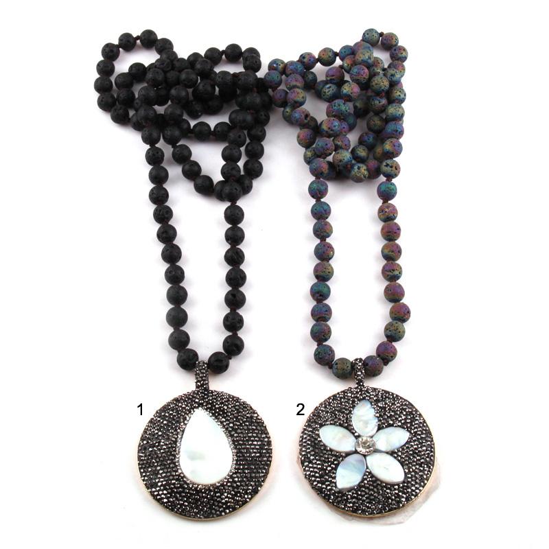 MOODPC Fashion Bohemian Jewelry Lava Stone Knotted Neck Crystal Pave Shell flower Decoration Pendant Women Necklaces
MOODPC Fashion Bohemian Jewelry Lava Stone Knotted Neck Crystal Pave Shell flower Decoration Pendant Women Necklaces