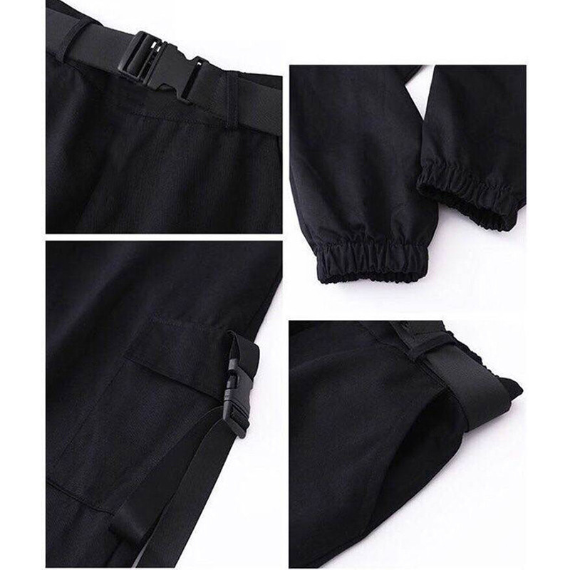 Armygreen Cargo Pants With Belt Women Capri Casual High Waist Trousers Ladies Black Harajuku Hip Hop Joggers School Streetwear 201228
