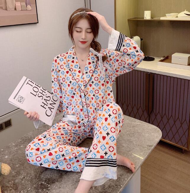 7style Design Women Men Couple Spring Summer Pajamas Set Home Textile Letters Sleepwear Silk Satin Suit Long Sleeve Pajama Cardigan Small Sweet Wind Night Clothing, #1
7style Design Women Men Couple Spring Summer Pajamas Set Home Textile Letters Sleepwear Silk Satin Suit Long Sleeve Pajama Cardigan Small Sweet Wind Night Clothing, #1