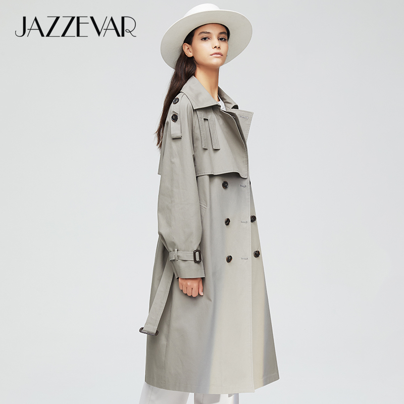 JAZZEVAR New arrival autumn top trench coat women double breasted long outerwear for lady high quality overcoat women9003-1 201211