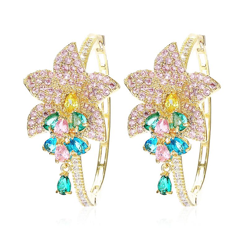 Luxury Flower Earrings for Women Zircon Round Hoop Earrings Gold Plating XIUMEIYIZU New Fashion Jewelry Export Brazil
Luxury Flower Earrings for Women Zircon Round Hoop Earrings Gold Plating XIUMEIYIZU New Fashion Jewelry Export Brazil