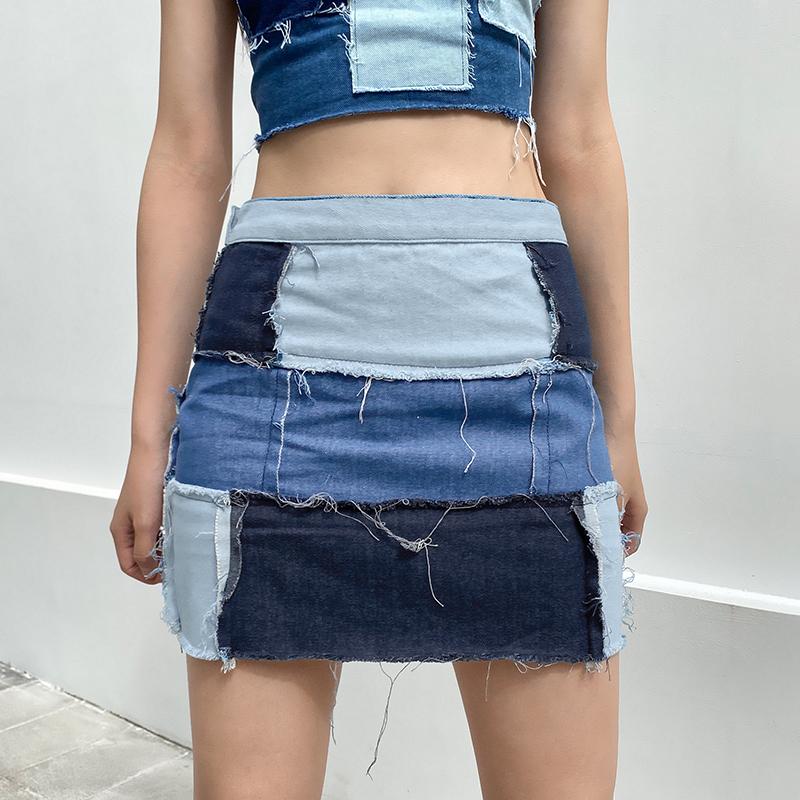 2020 Vintage Blue Denim Skirt Women High Waist A-Line Skirt Patchwork Bottoms Cowboy Fashion Streetwear INS Hot Style, As pic
2020 Vintage Blue Denim Skirt Women High Waist A-Line Skirt Patchwork Bottoms Cowboy Fashion Streetwear INS Hot Style, As pic