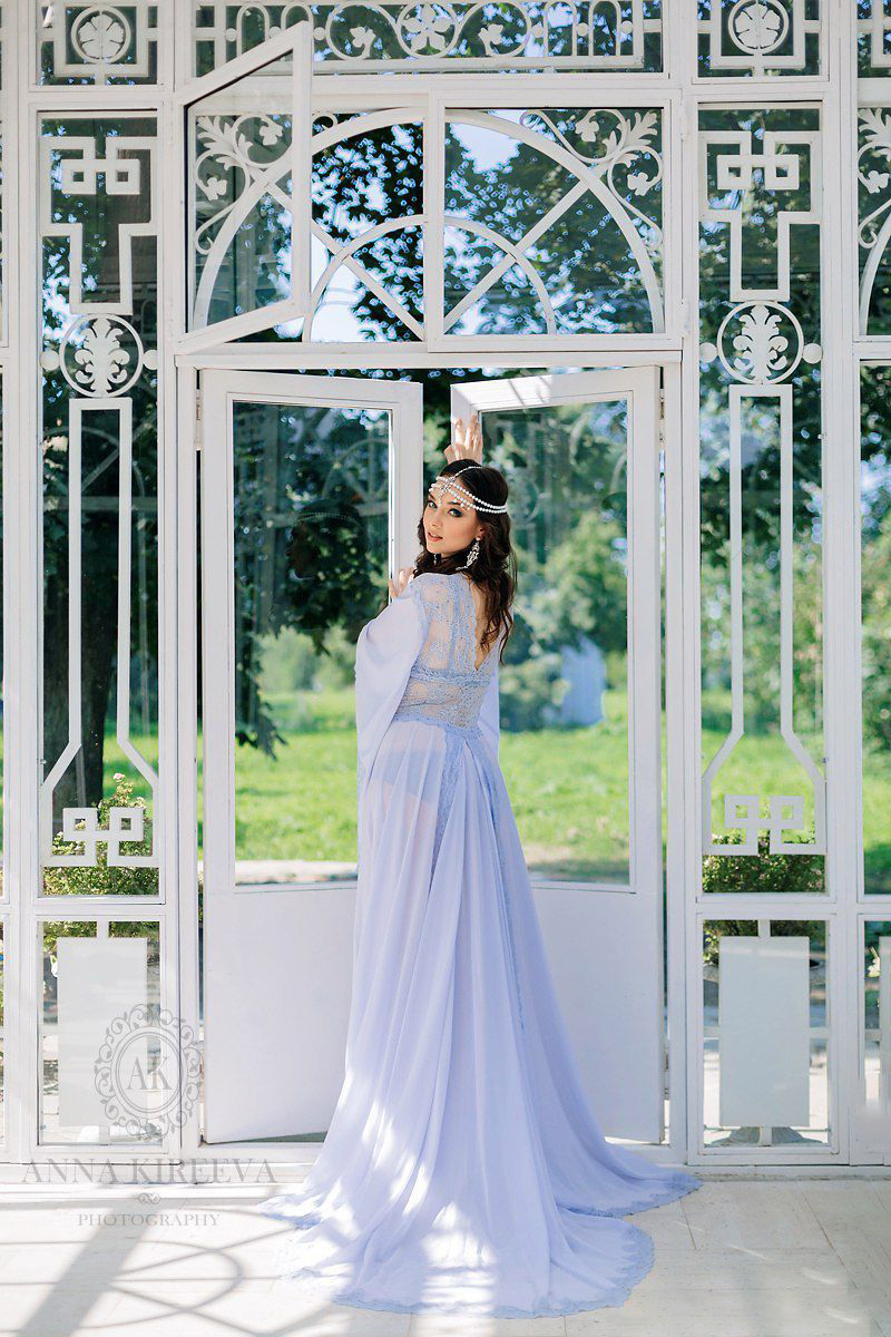 Lavender Women Bathrobe Nightgown Silk Lace Sleepwear Bridal Robe Bridesmaid Bride Gowns Winter Kimono Pregnant Photoshoot Dress