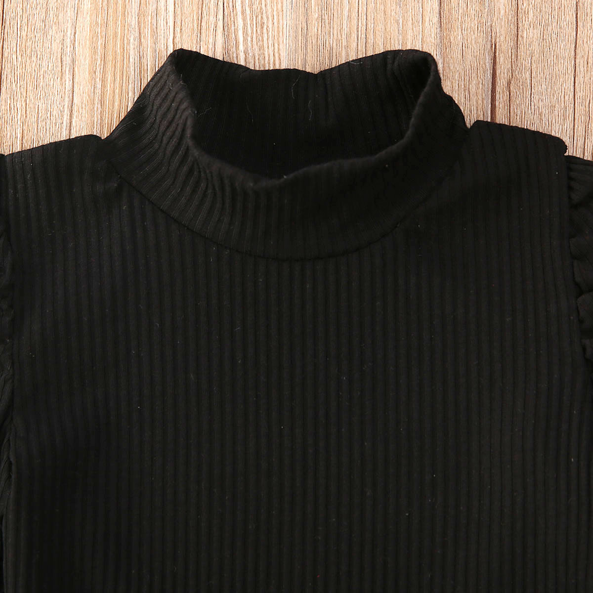 2021 Newest Hot Toddler Baby Girls Kids Turtleneck Long Puff Sleeve Sweater Tops + Leather Pencil Skirt 2PCS Outfit Clothes Set 201031