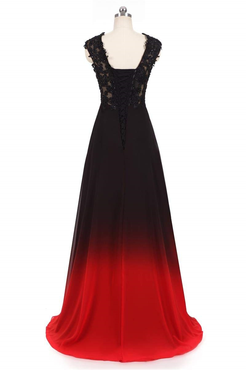 Newest Sexy Lace Gradient Prom Dresses With Long Chiffon Plus Size Ombre Formal Evening Party Gowns QC1539