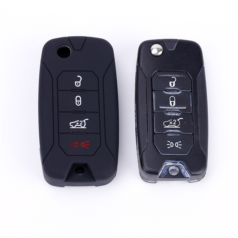Silicone Car Key Case Shell Bag Keys Soft Covers For Jeep Renegade 4 Buttons Folding Remote Keychin Auto Accessories